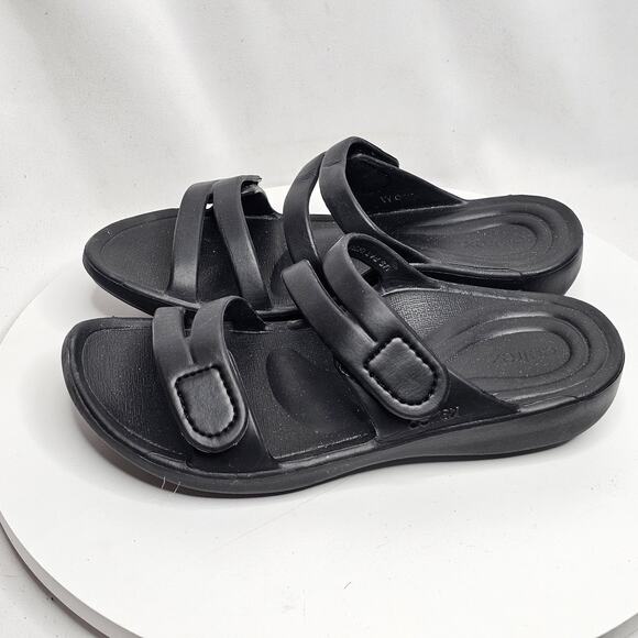 Aetrex Womens Orthotic Janey Sport Slide with Arch Support Black Sandals Size 6 - Picture 1 of 8